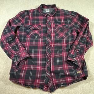 Voyager Men’s XL Red Black Lined Long Sleeve Button Front Flannel Plaid Shirt